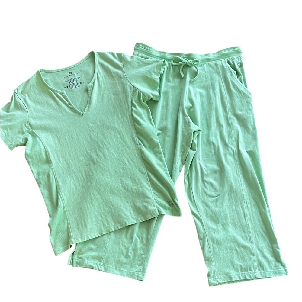 Green Source Lime Green Lounge Set V-Neck Top & Drawstring Pants XL
